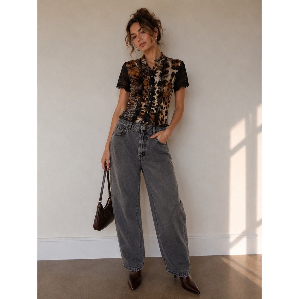 Vintage Gitano High Waisted Tapered Leg‎ Jeans Charcoal Black Acid Wash 90s